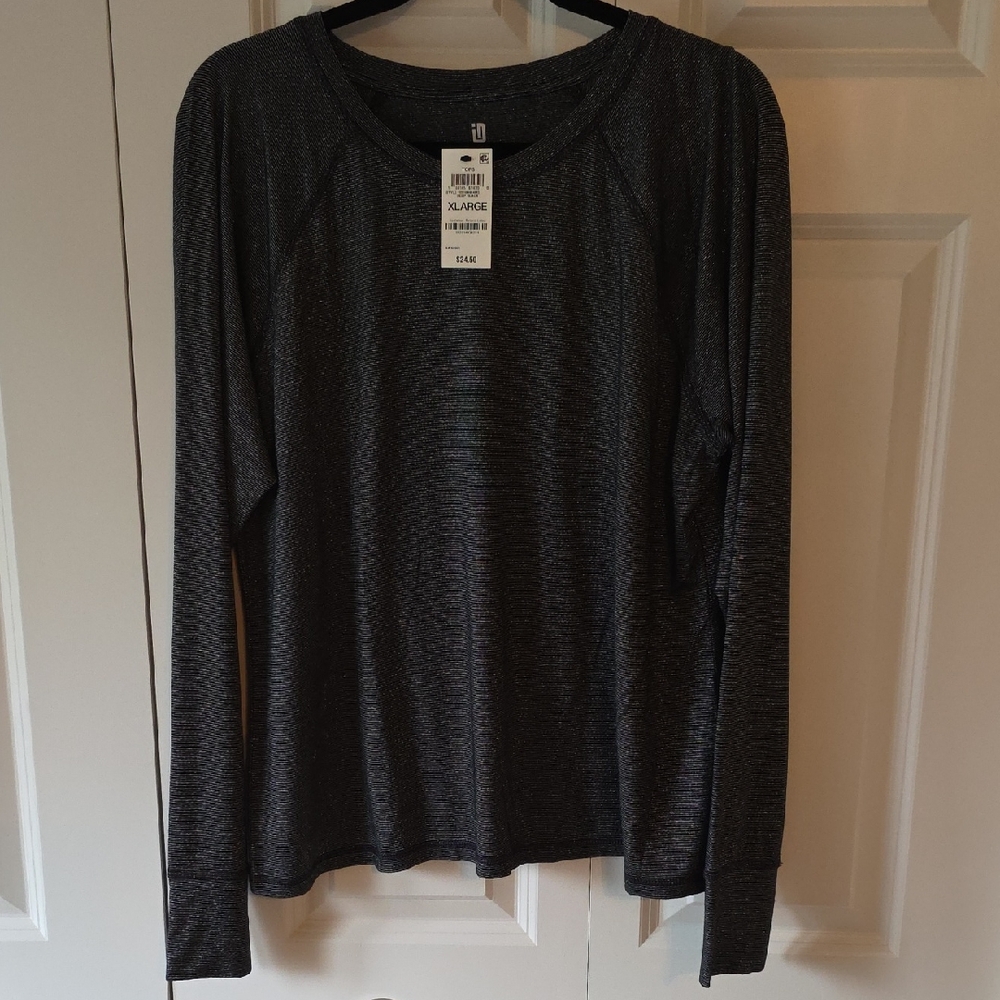 Ideology Black & Silver Metallic I Long Sleeve Top